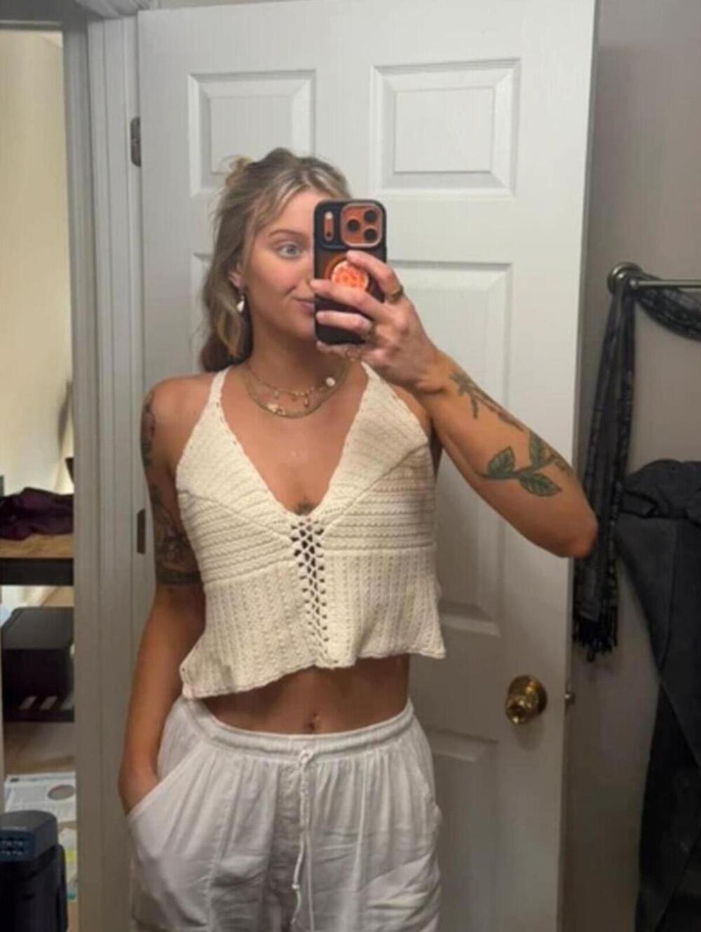 The Summer I Turned Pretty Crochet Beige Top